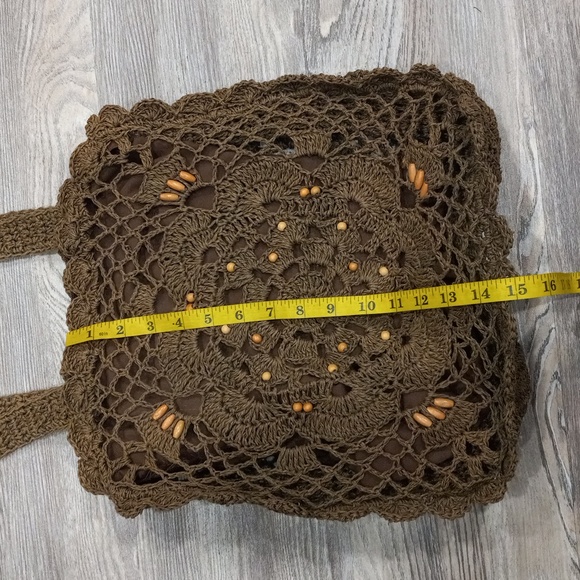 Handcrafted Brown Crochet Tote Bag - Picture 7 of 11